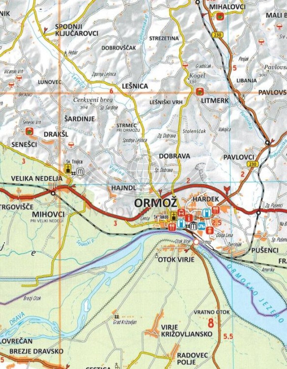 Słowenia 1:75 000. Atlas samochodowo-turystyczny wydawnictwa Kartografija. Przykładowe strony 1 - fragment