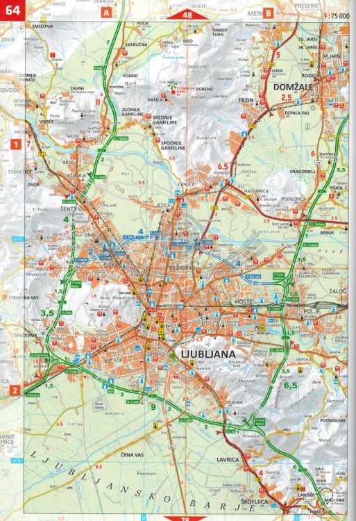 Słowenia 1:75 000. Atlas samochodowo-turystyczny wydawnictwa Kartografija. Przykładowe strony 2