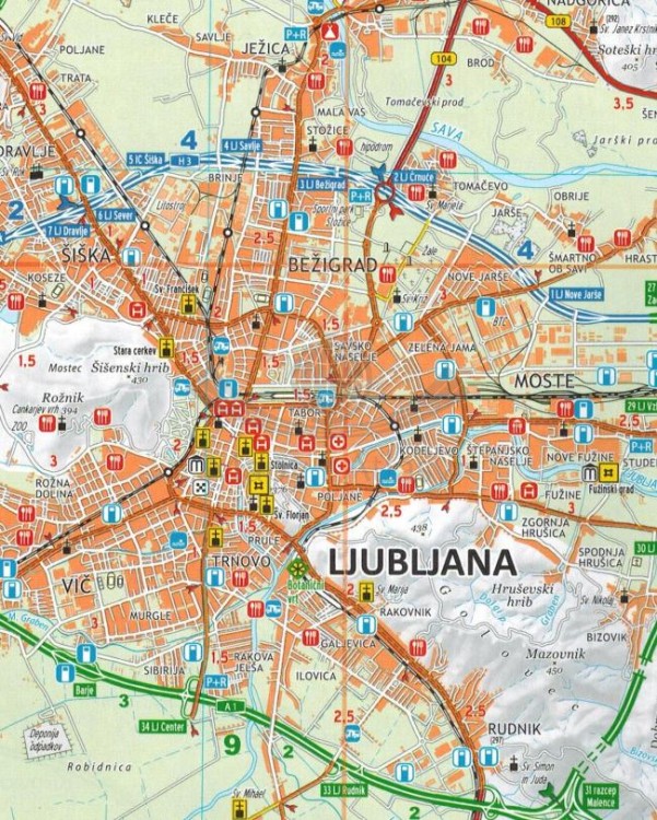 Słowenia 1:75 000. Atlas samochodowo-turystyczny wydawnictwa Kartografija. Przykładowe strony 2 - fragment