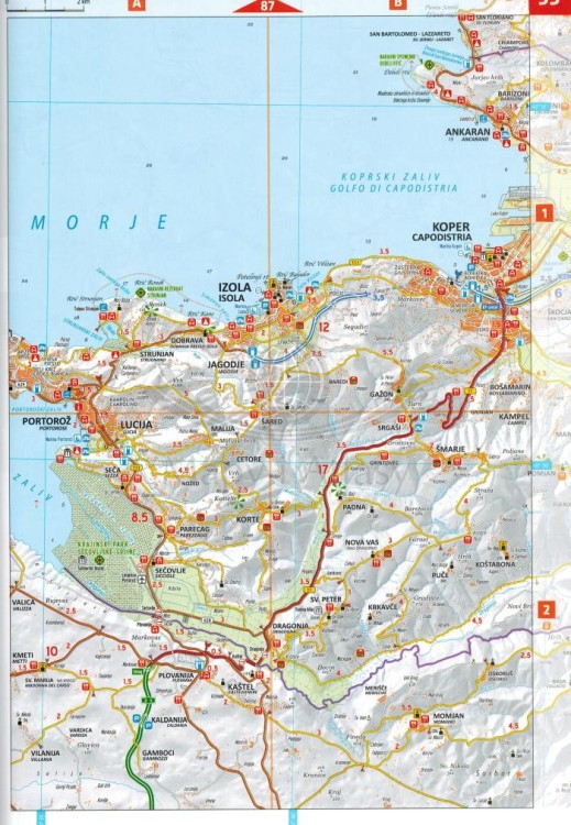 Słowenia 1:75 000. Atlas samochodowo-turystyczny wydawnictwa Kartografija. Przykładowe strony 3