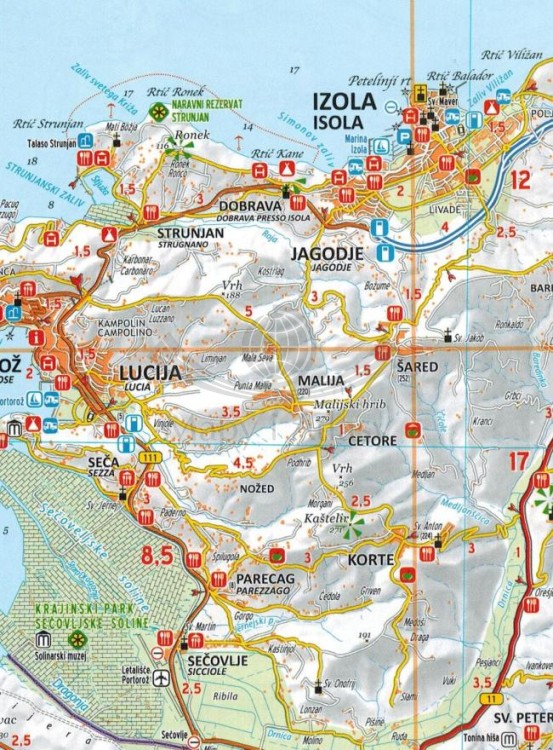 Słowenia 1:75 000. Atlas samochodowo-turystyczny wydawnictwa Kartografija. Przykładowe strony 3 - fragment