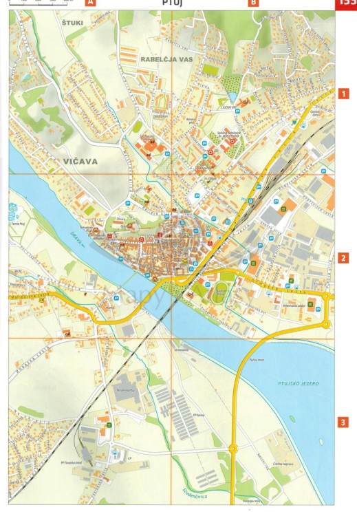 Słowenia 1:75 000. Atlas samochodowo-turystyczny wydawnictwa Kartografija. Przykładowy plan miasta