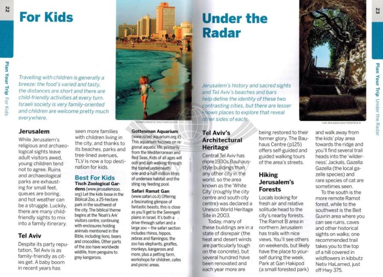 Jerozolima i Tel Awiw / Jerusalem & Tel Aviv. Przewodnik Pocket z mapą wydawnictwa Lonely Planet. Przykładowe strony 1
