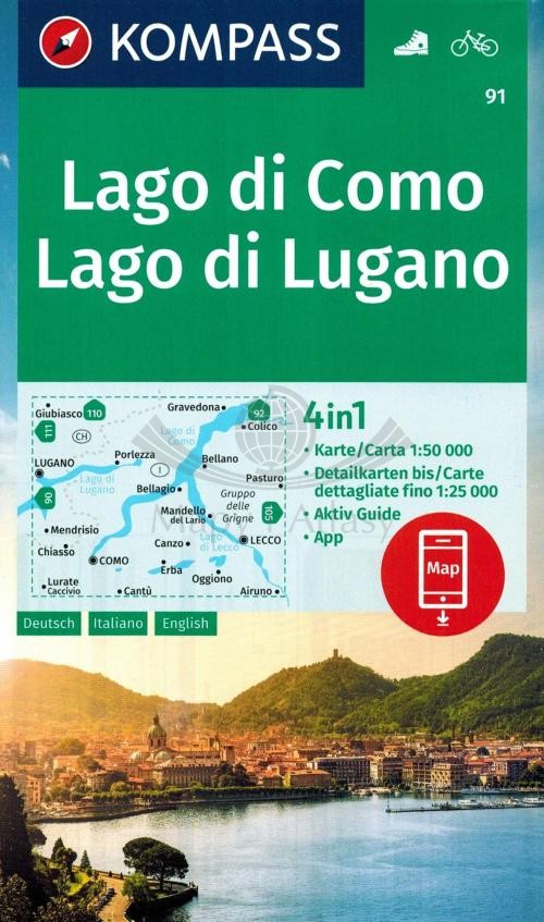 Lago di Como, Lago di Lugano. Mapa turystyczna 91. Kompass