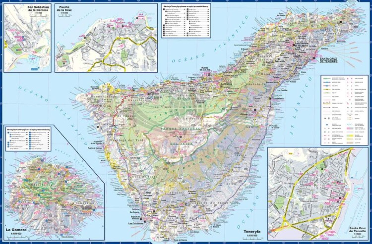 Teneryfa i La Gomera. Laminowana mapa turystyczna + Miniprzewodnik wydawnictwa ExpressMap. Strona pierwsza