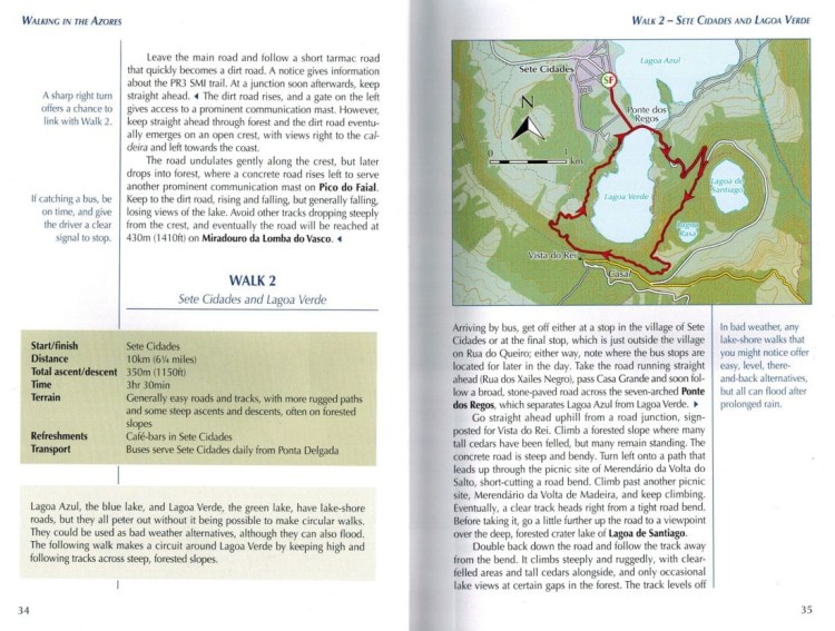 Azory. 70 tras po Azorach / Walking on the Azores. Przewodnik. Przykładowe strony 3