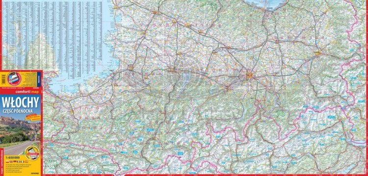 Włochy, część północna 1:650 000. Laminowana mapa samochodowa wydawnictwa ExpressMap. Strona pierwsza