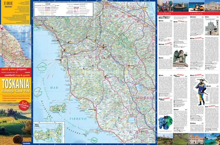 Toskania. Florencja, Siena, Piza. Laminowana mapa samochodowa + Miniprzewodnik wydawnictwa ExpressMap. Strona pierwsza