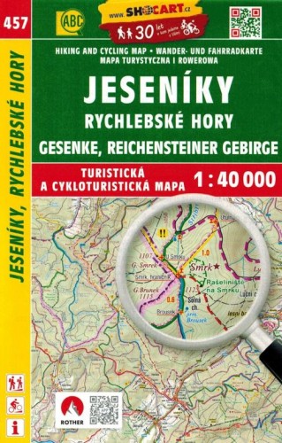 Jesioniki, Góry Złote / Jeseniky, Rychlebske Hory. Mapa turystyczna 457 wydawnictwa Shocart. Okładka