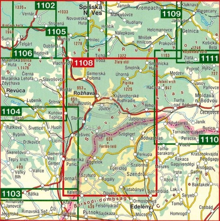 Słowacki Kras / Slovensky Kras. Mapa turystyczna 1108 wydawnictwa Shocart. Zasięg