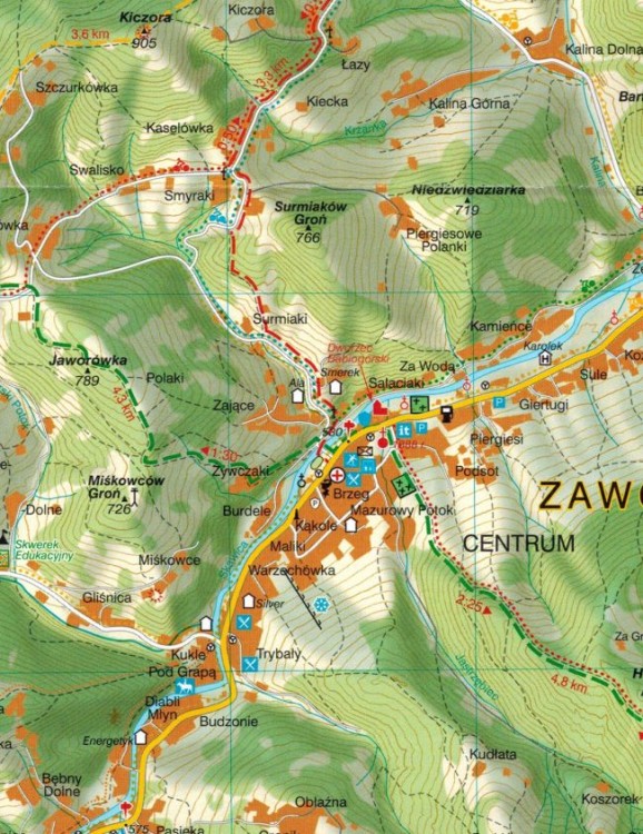 Zawoja, Babia Góra i okolice 1:30 000. Mapa turystyczna wydawnictwa WiT. Fragment 1