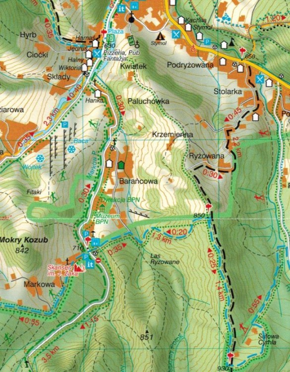 Zawoja, Babia Góra i okolice 1:30 000. Mapa turystyczna wydawnictwa WiT. Fragment 2
