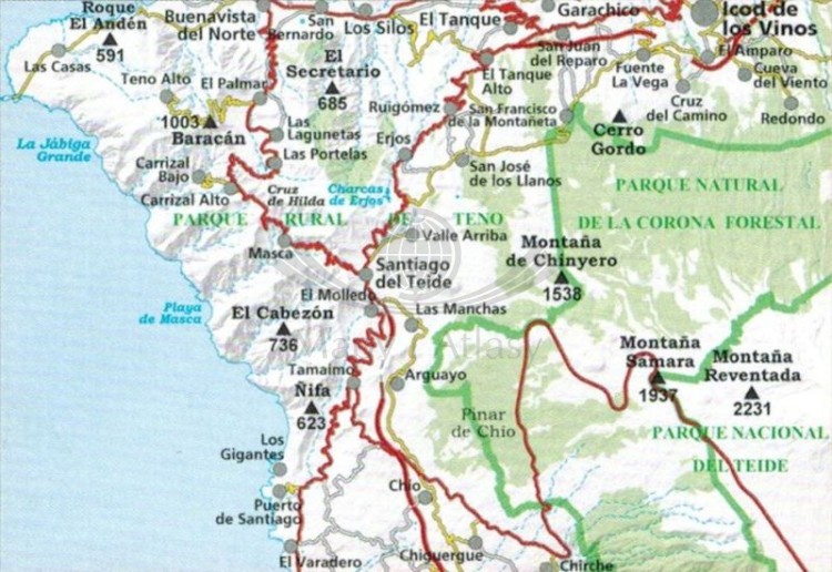 Teneryfa 1:25 000. Zestaw czterech map turystycznych. Mapa 4 - zasięg