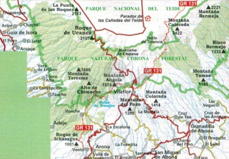 Teneryfa 1:25 000. Zestaw czterech map turystycznych. Mapa 3 - zasięg