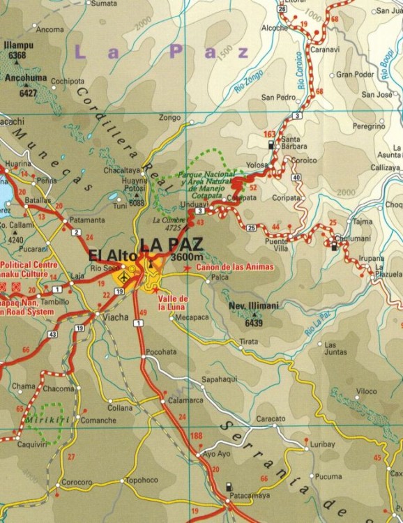 Boliwia 1:1 300 000. Wodoodporna mapa samochodowo-turystyczna wydawnictwa Reise Know-How. Fragment 2