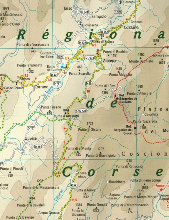 Korsyka 1:135 000. Wodoodporna mapa samochodowo-turystyczna wydawnictwa Reise Know-How. Fragment 1