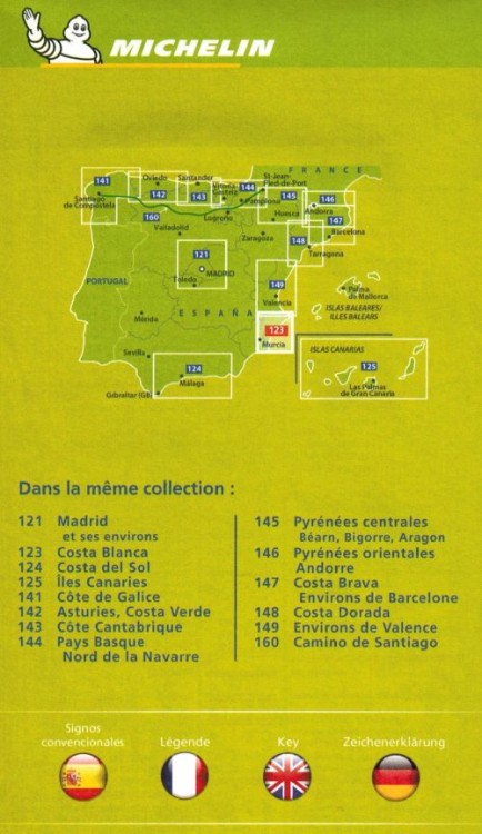Costa Blanca. Mapa samochodowo-turystyczna 123 wydawnictwa Michelin. Okładka tył