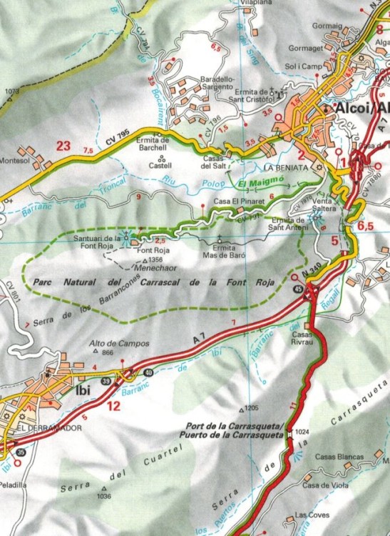 Costa Blanca. Mapa samochodowo-turystyczna 123 wydawnictwa Michelin. Fragment 2