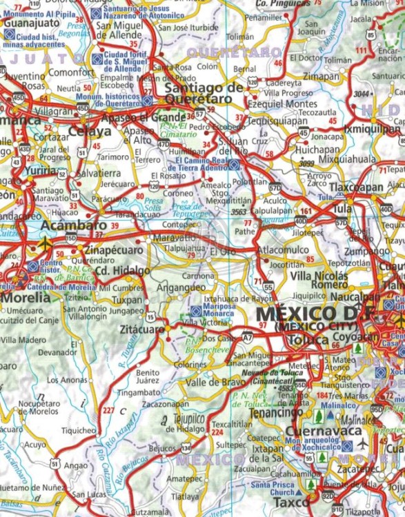 Meksyk 1:2 350 000. Mapa samochodowa 765 wydawnictwa Michelin. Fragment 1
