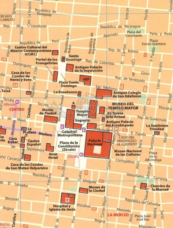 Meksyk 1:2 350 000. Mapa samochodowo-turystyczna 765 wydawnictwa Michelin. Plan miasta - fragment