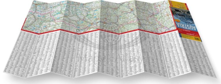 Austria 1:500 000. Laminowana mapa samochodowa wydawnictwa ExpressMap. Rozłożona mapa