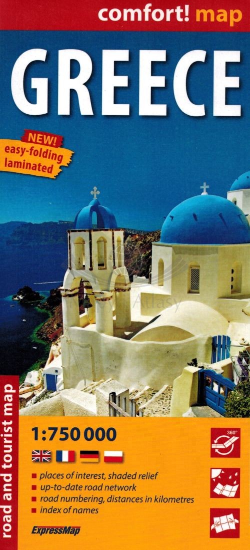 Grecja 1:750 000. Laminowana mapa samochodowo-turystyczna. ExpressMap