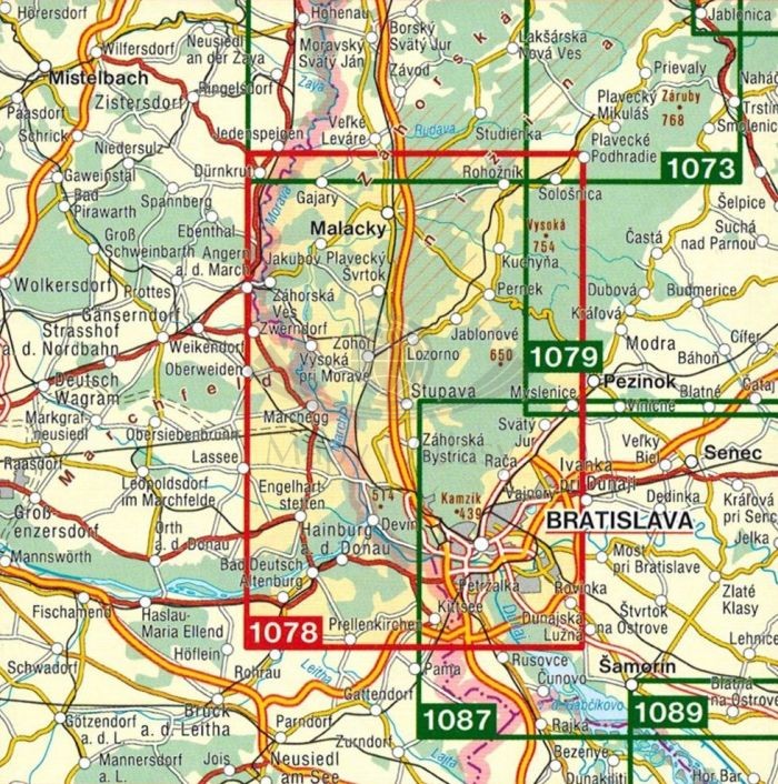 Małe Karpaty, Bratysława. Mapa turystyczna 1078 wydawnictwa Shocart. Zasięg