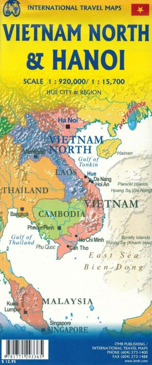 Hanoi i Wietnam północny. Wodoodporna mapa samochodowo-turystyczna / Plan miasta wydawnictwa ITMB. Okładka 2