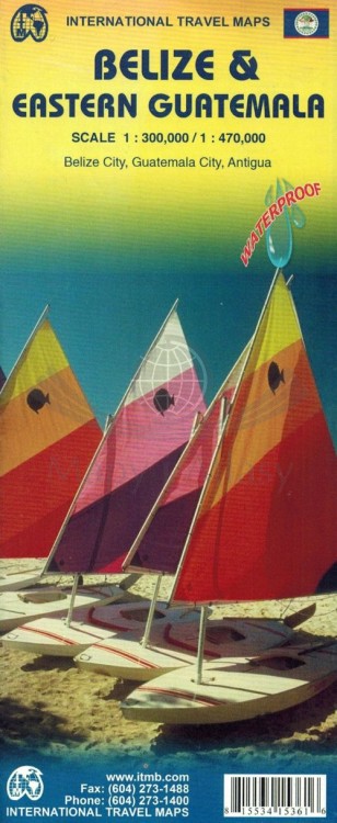 Belize i wschodnia Gwatemala. Wodoodporna mapa samochodowo-turystyczna wydawnictwa ITMB. Okładka
