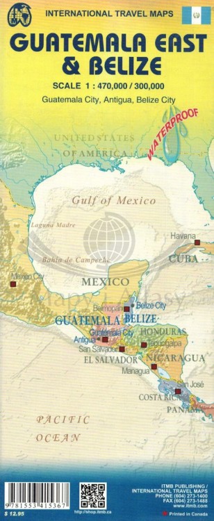 Belize i wschodnia Gwatemala. Wodoodporna mapa samochodowo-turystyczna wydawnictwa ITMB. Okładka 2