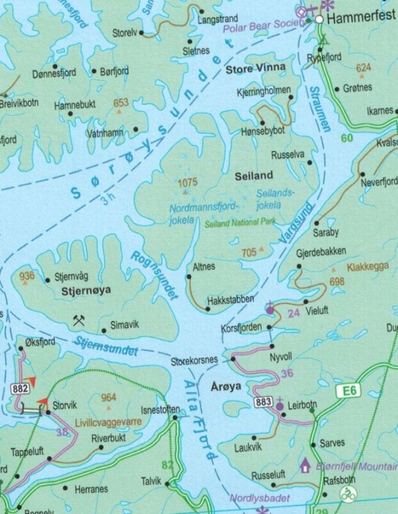 Norwegia Północna i Środkowa 1:800 000. Mapa samochodowo-turystyczna wydawnictwa ITMB. Fragment 1