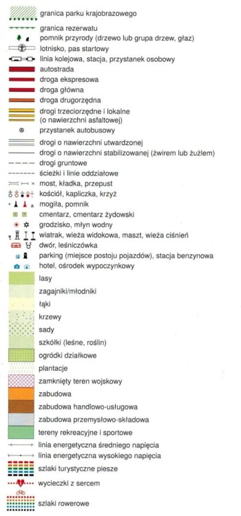 Puszcza Bolimowska 1:50 000. Mapa samochodowo-turystyczna wydawnictwa Rewasz. Legenda
