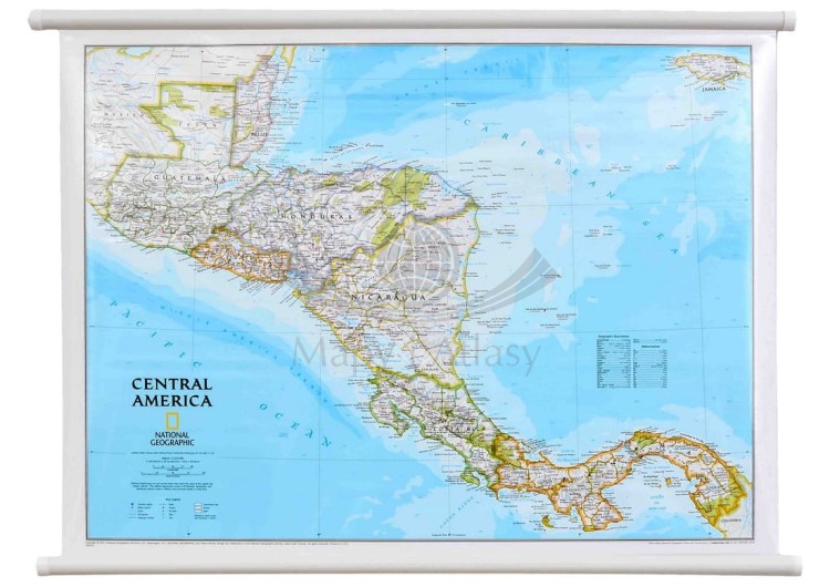 Ameryka Środkowa (Centralna). Mapa ścienna polityczna wydawnictwa National Geographic