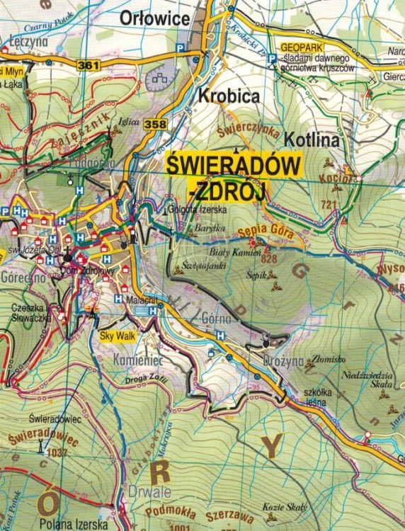 Góry i Pogórze Izerskie 1:50 000. Laminowana mapa turystyczna wydawnictwa Galileos. Fragment 1