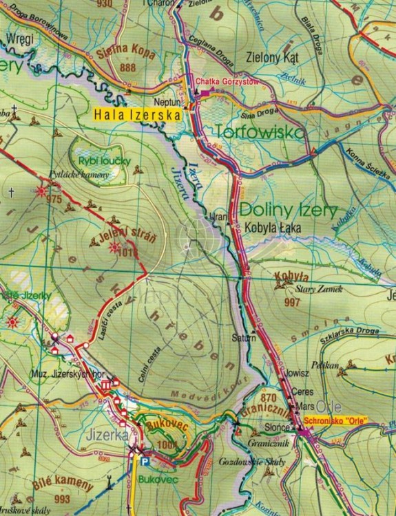 Góry i Pogórze Izerskie 1:50 000. Laminowana mapa turystyczna wydawnictwa Galileos. Fragment 2