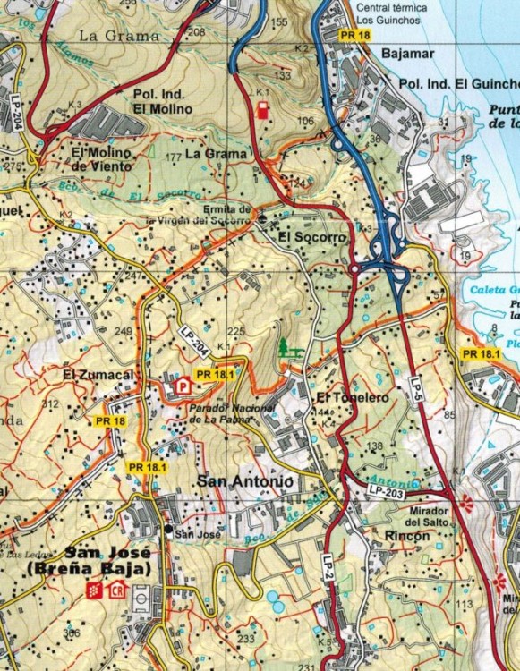 La Palma 1:25 000. Zestaw dwóch map turystycznych. Mapa 2 - fragment 2