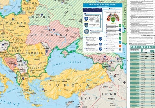 Europa, Świat. NATO / Międzynarodowy terroryzm. Mapa ścienna wydawnictwa Meridian. Fragment 1