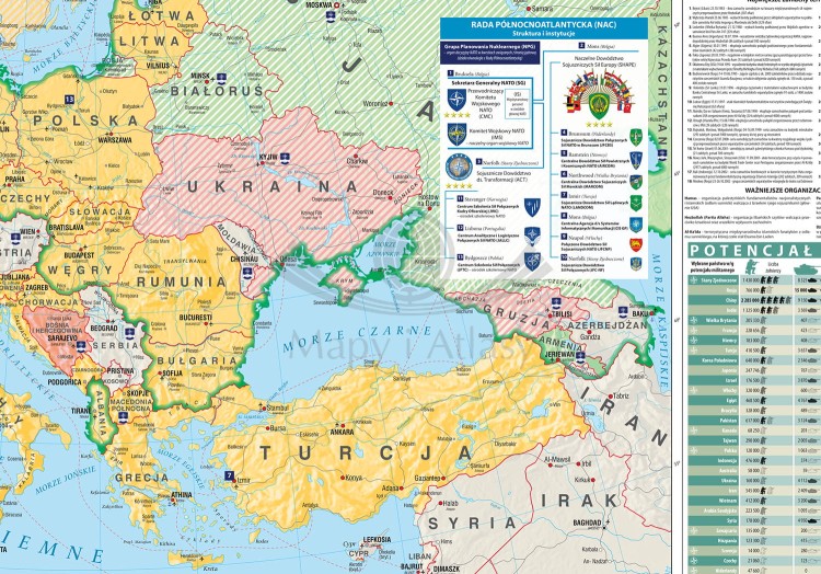 Europa, Świat. NATO / Międzynarodowy terroryzm. Mapa ścienna wydawnictwa Meridian. Fragment 1