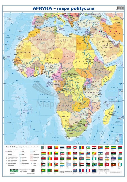 Afryka. Naklejka, mapa ścienna MIDI. Polityczna. Producent: Piętka. Cała mapa