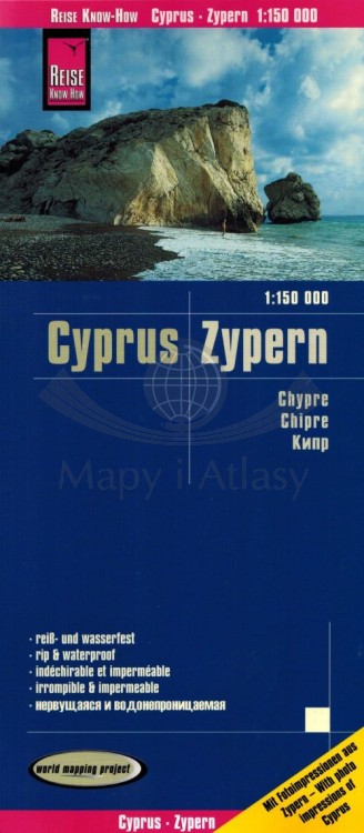 Cypr 1:150 000. Wodoodporna mapa samochodowo-turystyczna wydawnictwa Reise Know-How. Okładka