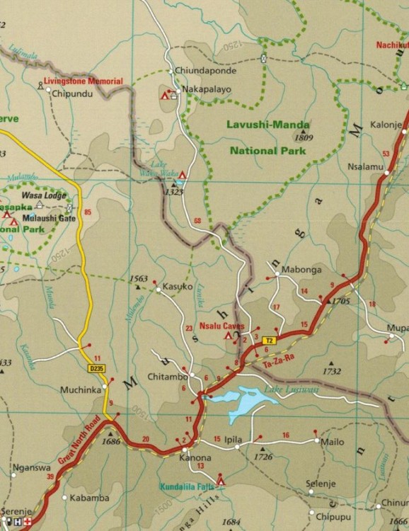Zambia 1:1 000 000. Wodoodporna mapa samochodowo-turystyczna wydawnictwa Reise Know-How. Fragment 1
