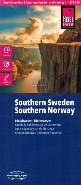 Szwecja i Norwegia południowa 1:875 000. Wodoodporna mapa samochodowo-turystyczna wydawnictwa Reise Know-How. Okładka