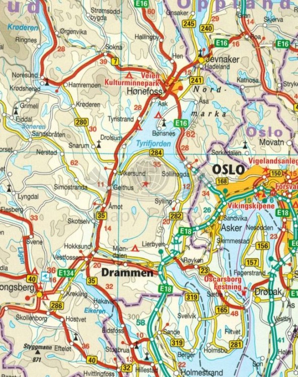 Szwecja i Norwegia południowa 1:875 000. Wodoodporna mapa samochodowo-turystyczna wydawnictwa Reise Know-How. Fragment 2