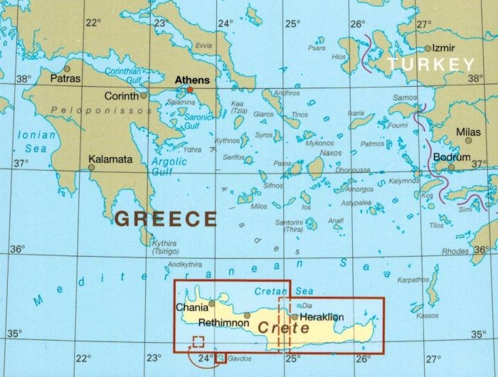 Kreta 1:140 000. Wodoodporna mapa samochodowo-turystyczna wydawnictwa Reise Know-How. Zasięg