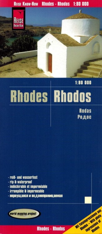 Rodos 1:80 000. Wodoodporna mapa samochodowo-turystyczna wydawnictwa Reise Know-How. Okładka