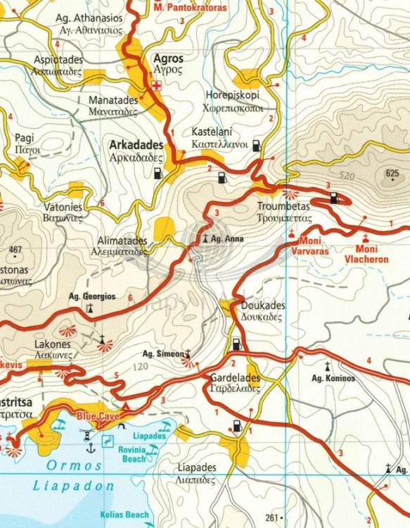 Korfu 1:65 000. Wodoodporna mapa samochodowo-turystyczna wydawnictwa Reise Know-How. Fragment 1