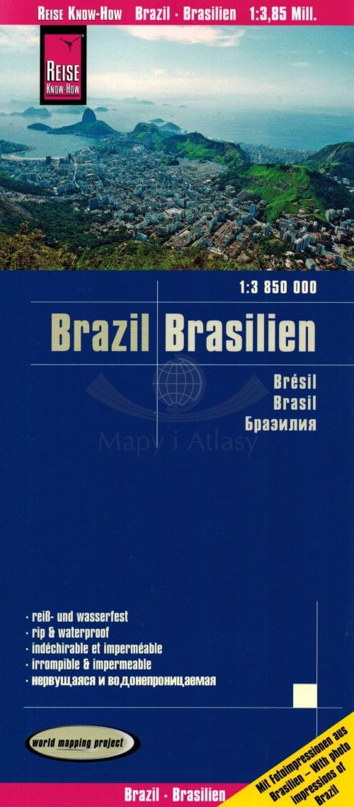 Brazylia 1:3 850 000. Wodoodporna mapa samochodowo-turystyczna. Reise Know-How