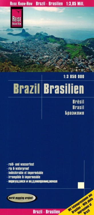 Brazylia 1:3 850 000. Wodoodporna mapa samochodowo-turystyczna wydawnictwa Reise Know-How. Okładka