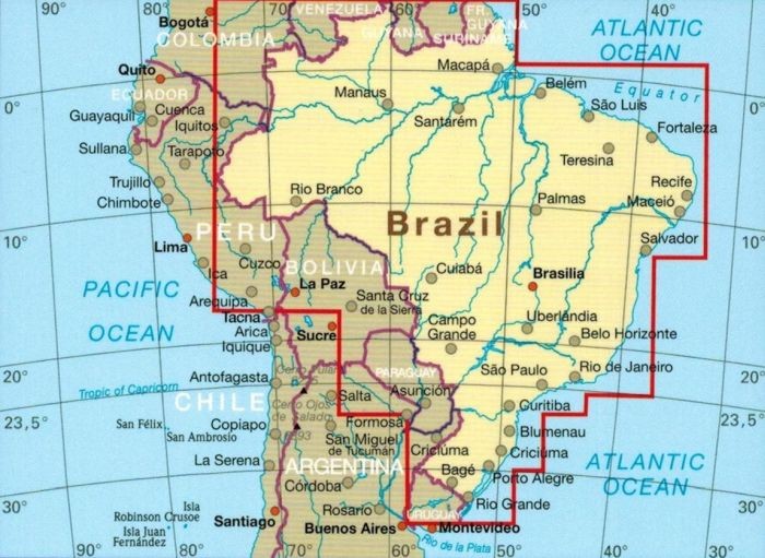 Brazylia 1:3 850 000. Wodoodporna mapa samochodowo-turystyczna wydawnictwa Reise Know-How. Zasięg