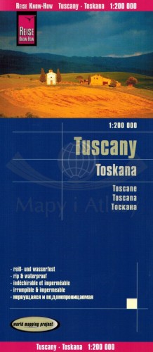 Toskania 1:200 000. Wodoodporna mapa samochodowo-turystyczna wydawnictwa Reise Know-How. Okładka